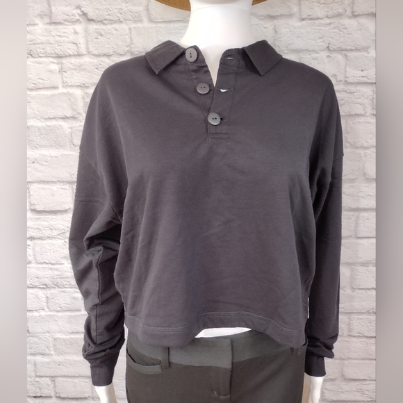 Zella Cropped Fleece Polo Shirt - Picture 4 of 6